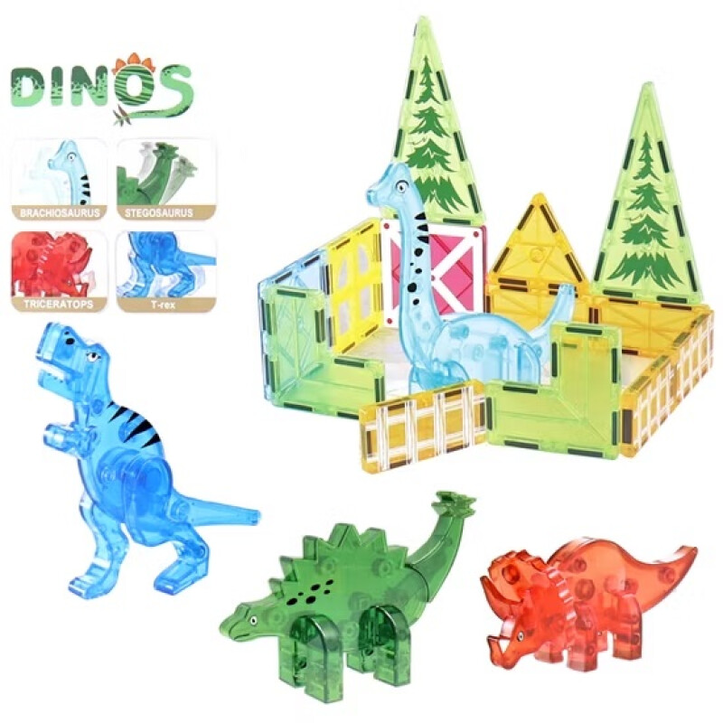 18 piezas de bloques de construcción magnéticos para niños y niñas, con forma de dinosaurios 18 piezas de bloques de construcción magnéticos para niños y niñas, con forma de dinosaurios