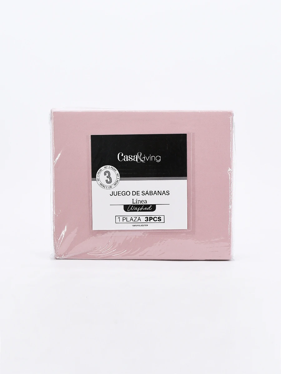JUEGO DE SABANAS WASH - ROSADO 