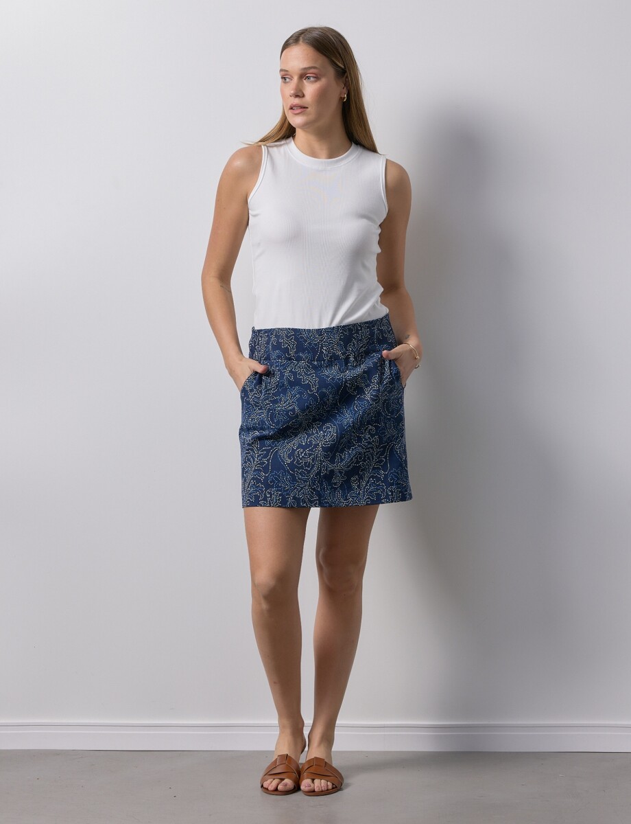 Skort Pull On Rinted - Azul/multi 