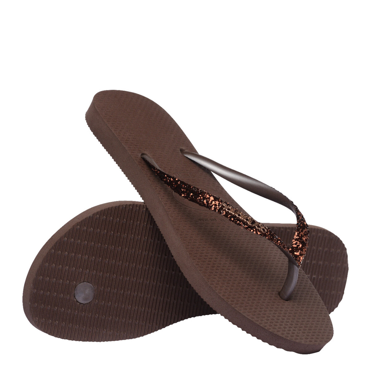 Sandalias de Mujer Havaianas Slim GLitter II - Marrón Café 
