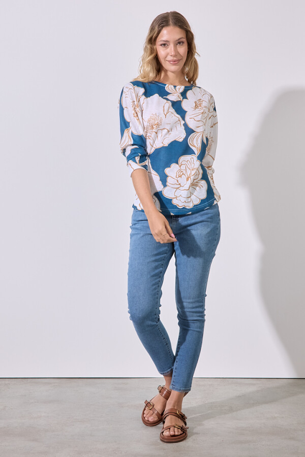 Blusa Tejida Print PETROLEO