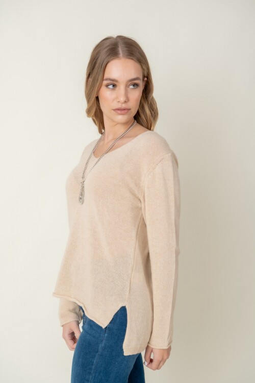 Sweater lana liso Beige