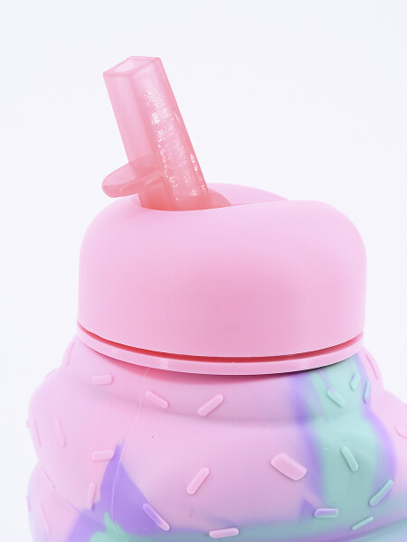 BOTELLA DE SILICONA PLEGABLE HELADO ROSADO (V)