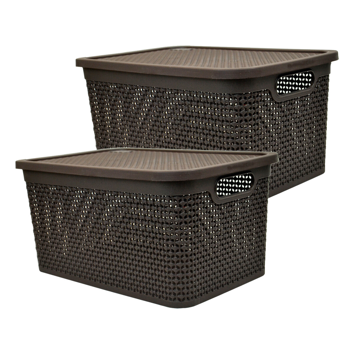 Set x2 Caja simil ratán 15 lts - CHOCOLATE 
