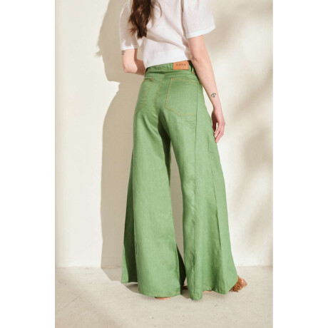 Pantalon Wide Xl Linen Ss26 Verde