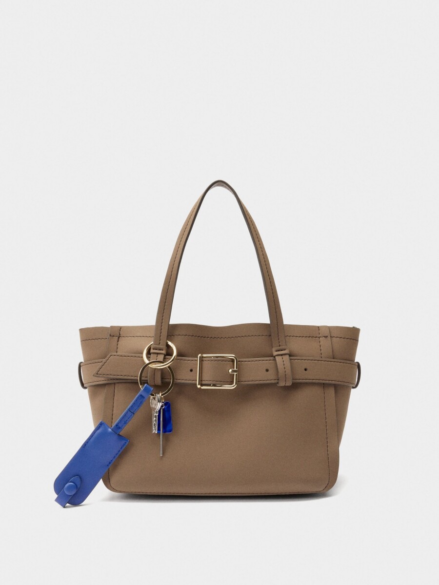 Bolso Tote Con Cinturón Y Colgante camel