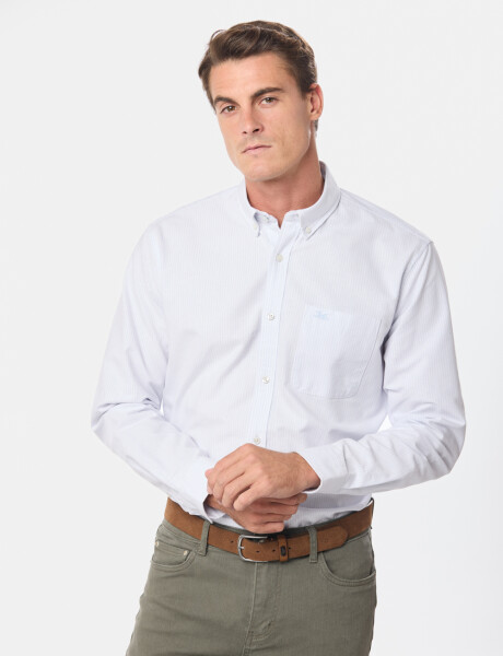 CAMISA OXFORD A RAYAS Celeste