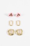 Set caravana flor y aros dorado