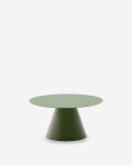 Mesa de centro Wilshire cristal templado glaseado y acero acabado pintado verde mate Ø80cm Mesa de centro Wilshire cristal templado glaseado y acero acabado pintado verde mate Ø80cm
