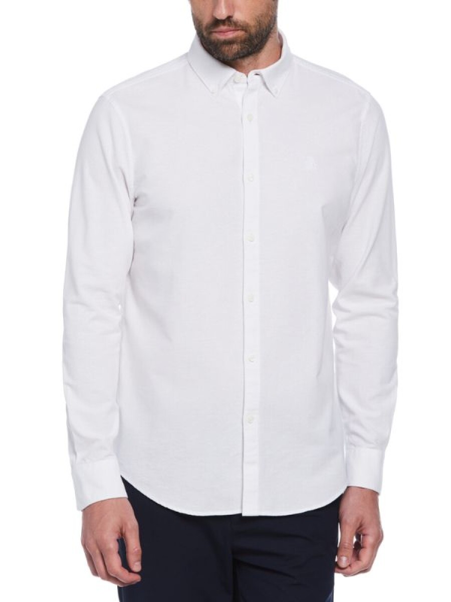 Camisa Ls Oxford Strtch No Pkt Penguin - Blanco 