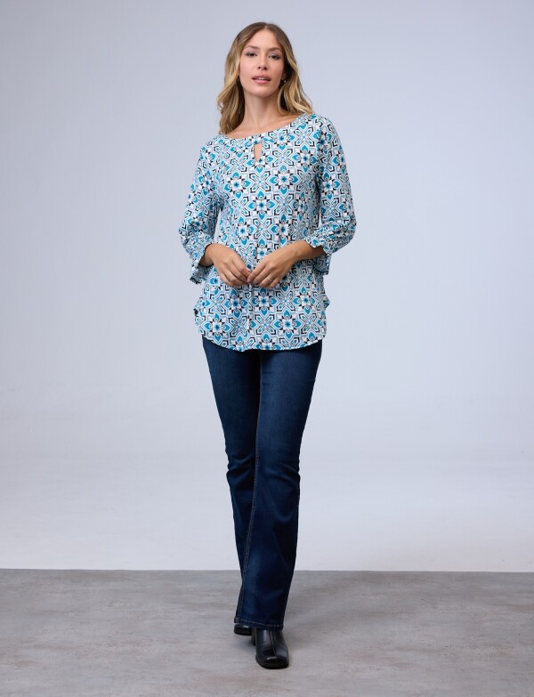 Blusa Keyhole MULTI/TURQUESA
