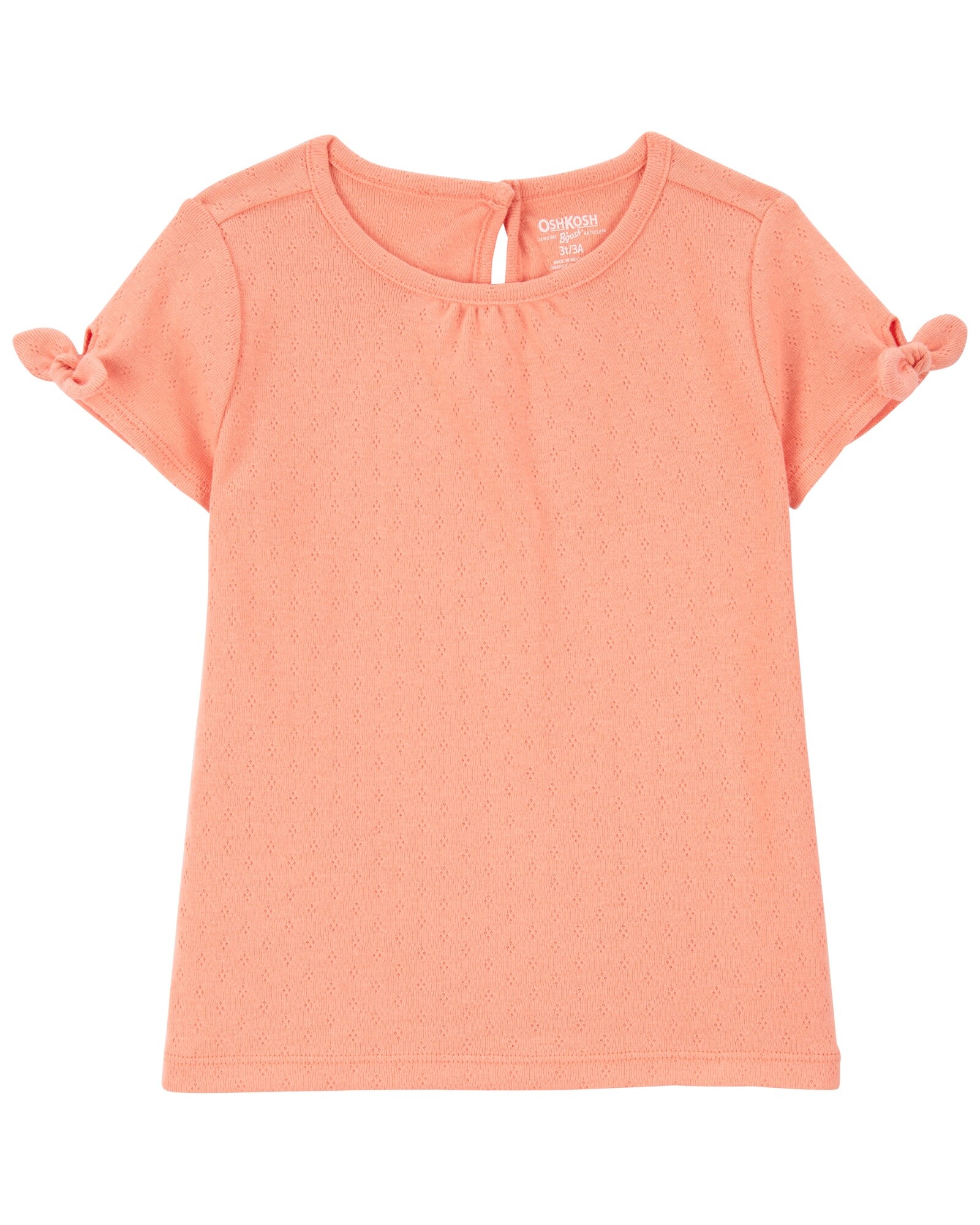 Blusa de algodón, acanalada, con lazos Sin color