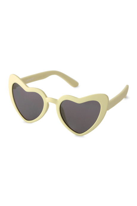 Lentes de sol, protección 100% UVA-UVB, diseño corazón, amarillos. Talle 12/24M Sin color
