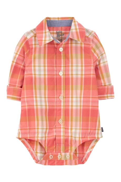 Body de algodón, tipo camisa, diseño a cuadros Sin color