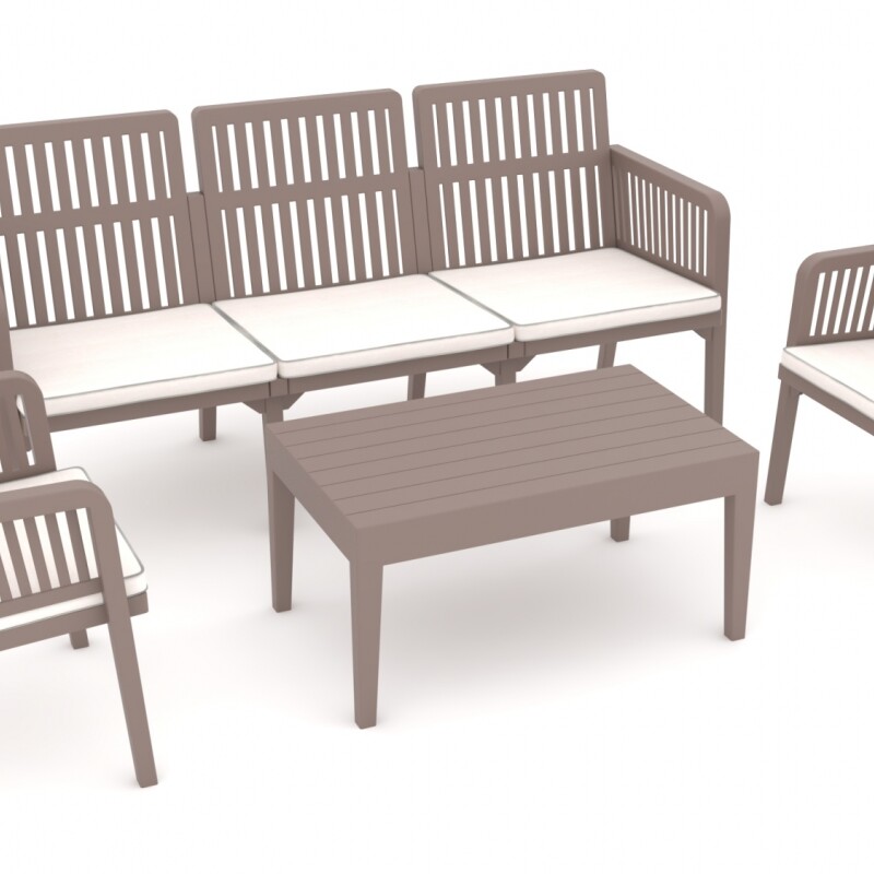 Lizbon Lounge Set: Muebles de Resina UV Resistentes para Ambientes Exteriores 3+1+1 + Mesa Capuccino Lizbon Lounge Set: Muebles de Resina UV Resistentes para Ambientes Exteriores 3+1+1 + Mesa Capuccino