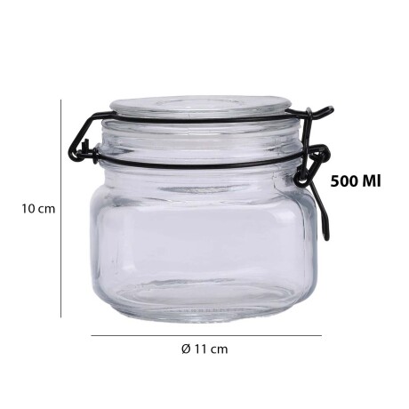 Frasco Recipiente Hermético en Vidrio 500Ml con Tapa Broche Transparente