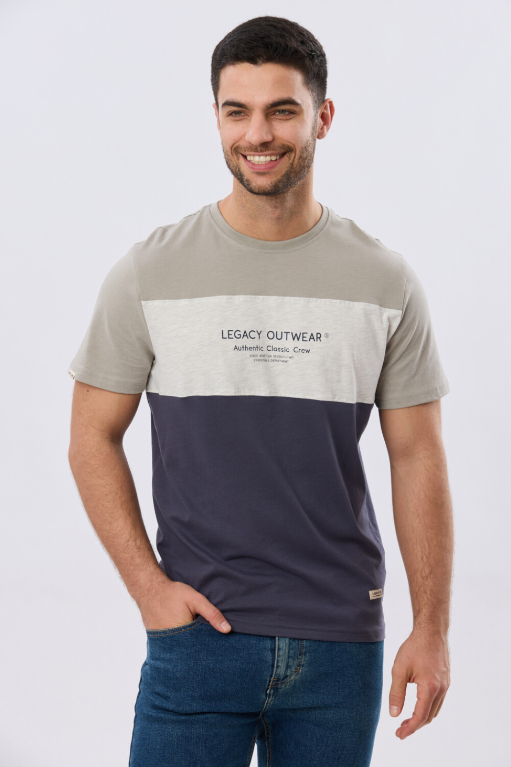 REMERA RAYADA DE ALGODÓN Azul