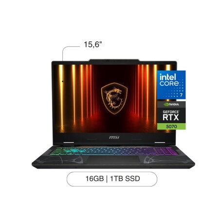 Notebook MSI Cyborg 15 15,6' FHD 1TB / 16GB RAM Intel Core 7 240H RTX5070 De 8GB Notebook MSI Cyborg 15 15,6' FHD 1TB / 16GB RAM Intel Core 7 240H RTX5070 De 8GB