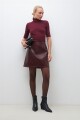 Minifalda eco-cuero bordo