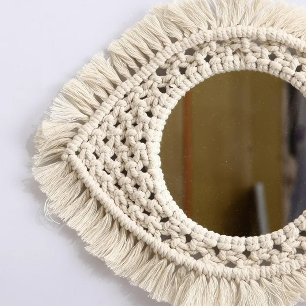 Espejo Tejido En Macrame Con Diseño De Ojo Chico