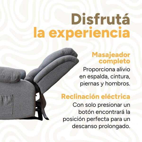 Sofá Sillón Poltrona Reclinable Masajeador Electrico Color Tela Gris Color Gris