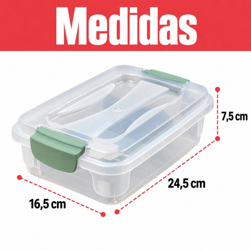 Set x3 Caja organizadora 1,6 lts TRANSPARENTE