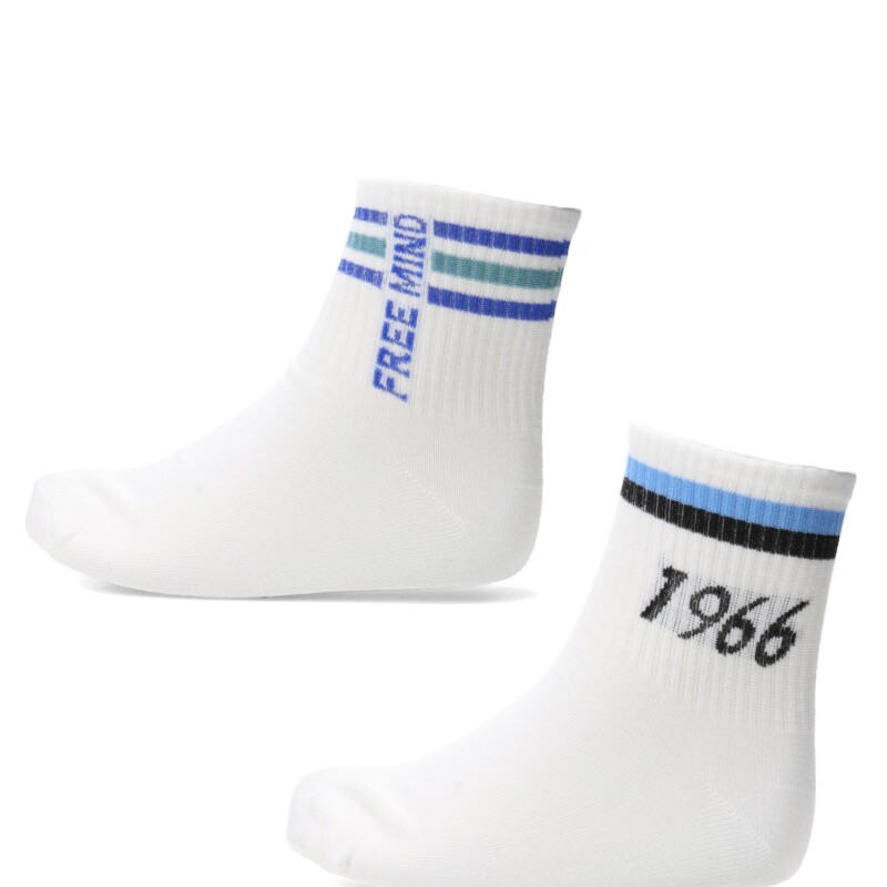 Medias Unisex N+ Nostalgic Blanco - Celeste - Negro