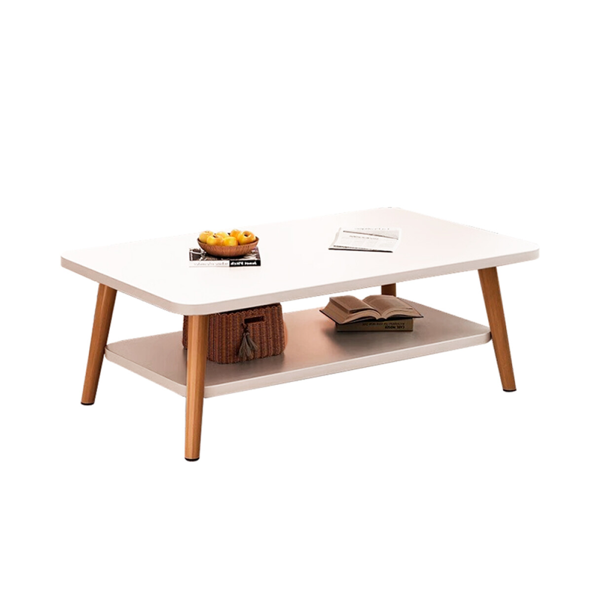 Mesa De Centro Ratona Con Estante 80Cm Mdf 80X50X42Cm Ub - BLANCO 