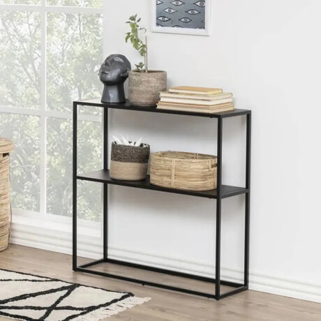Mesa Auxiliar Consola 2 Niveles Metal Moderna 78x27x78 cm Negro