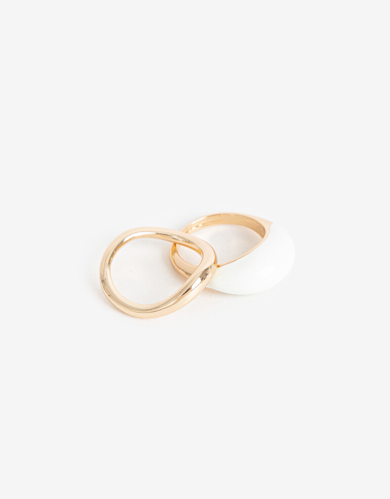 Sets Anillos Esmalte Anillos Set Esmaltado - Dorado
