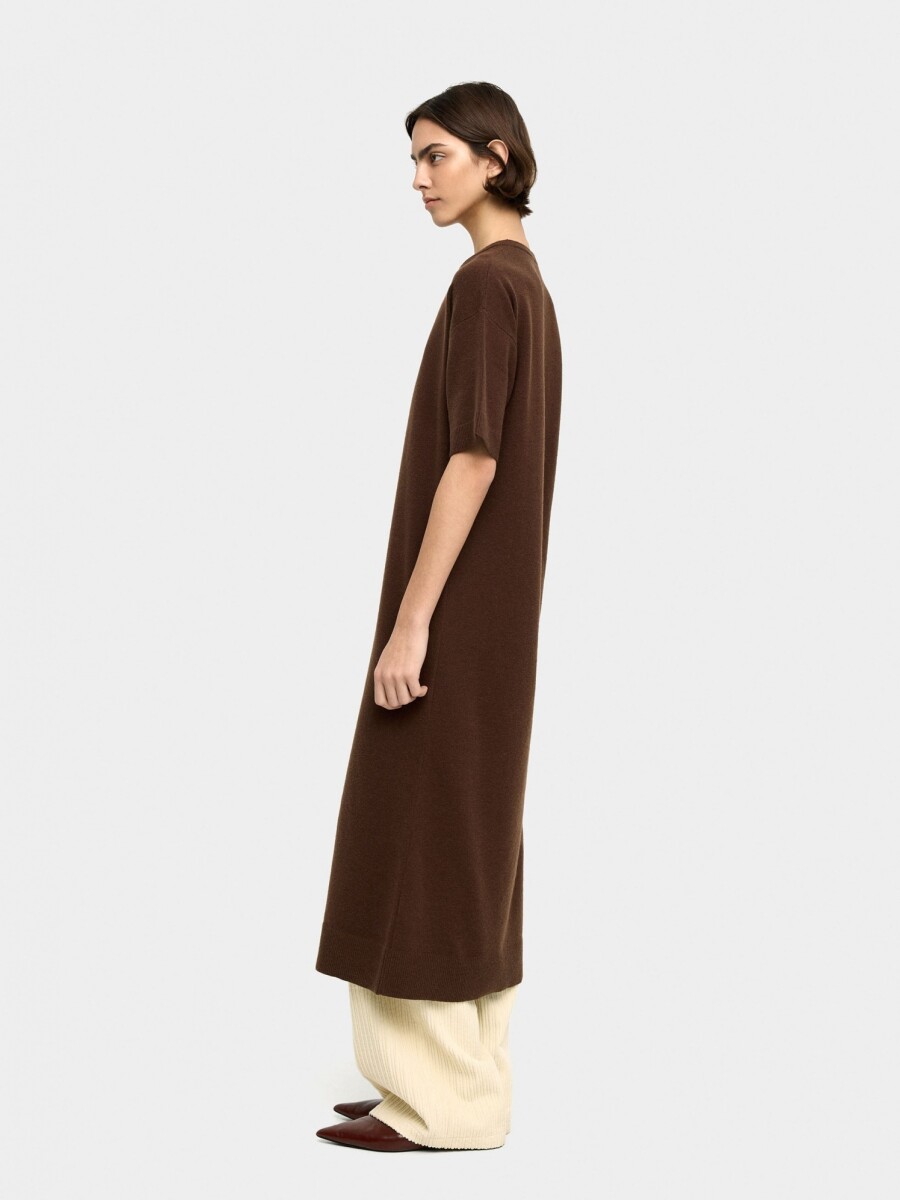 Vestido Midi De Punto marron