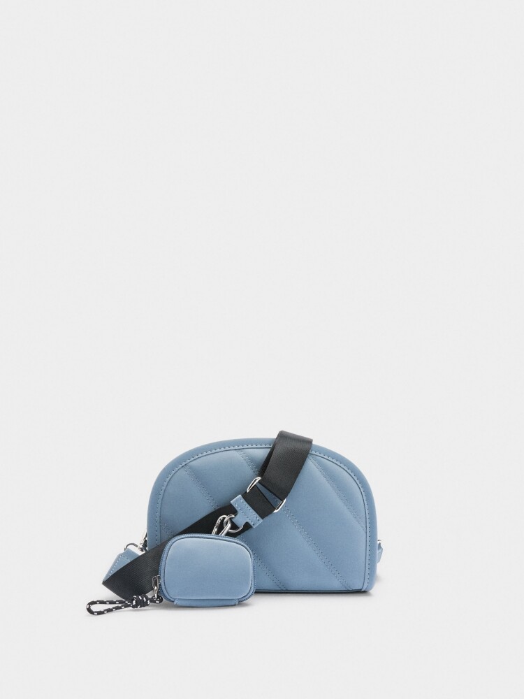 Bolso Bandolera Textura Suave Y Colgante azul