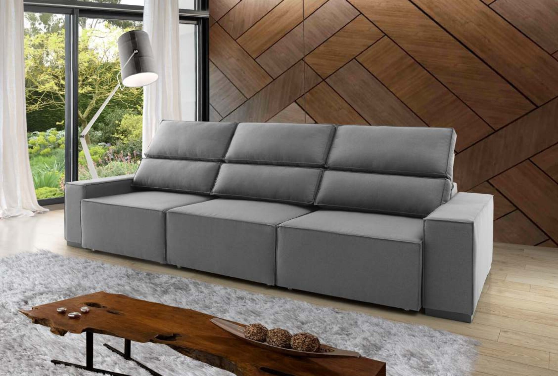 Sillon Lisboa Gris 3 cuerpos 