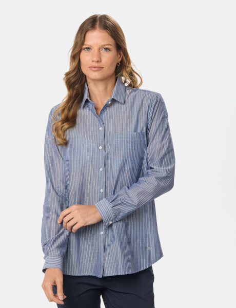 CAMISA HOLGADA A RAYAS Azul