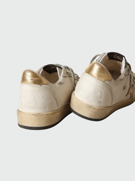 Golden Goose-Championes de cuero acordonados, Ball star Blanco