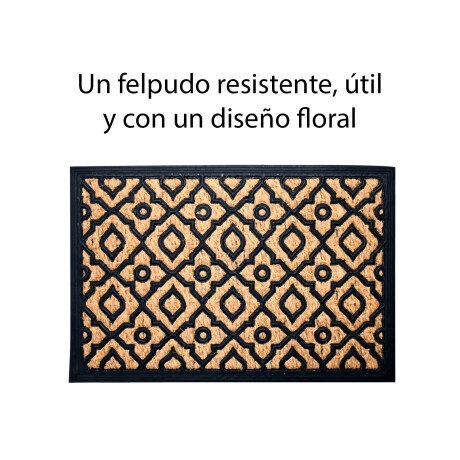 Alfombra Puerta Entrada Felpudo Coco Goma 40X60 Trama Flor