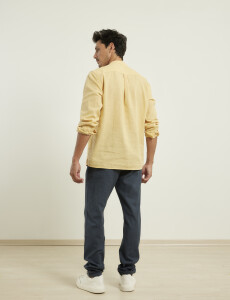 012105 CAMISA HARRINGTON LABEL DE LINO Mostaza