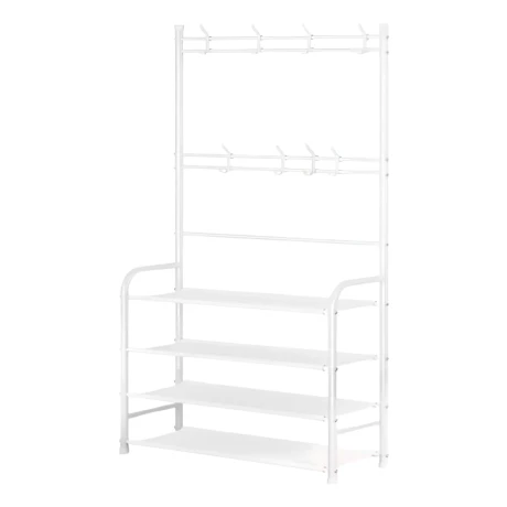 Rack Zapatera Organizador De Metal Con Tnt Y Ganchos Blanco