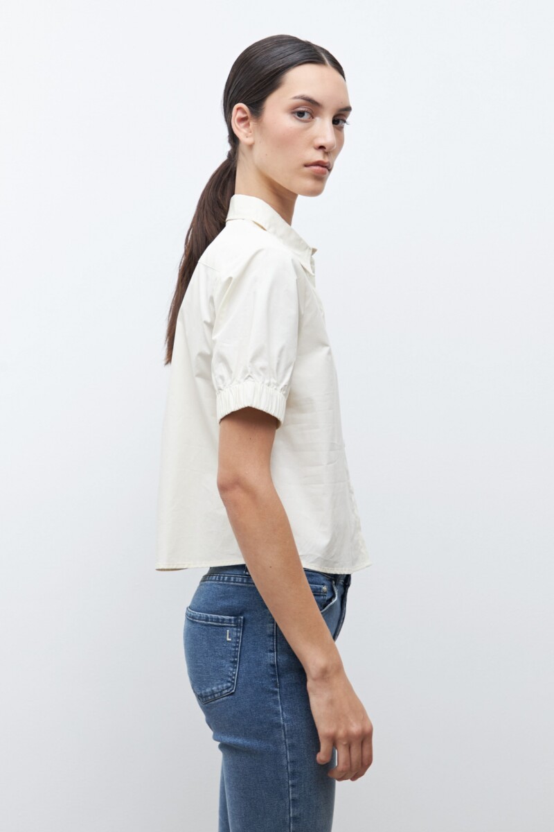 Camisa manga corta beige claro