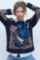 Sweater jacquard arabesco azul marino