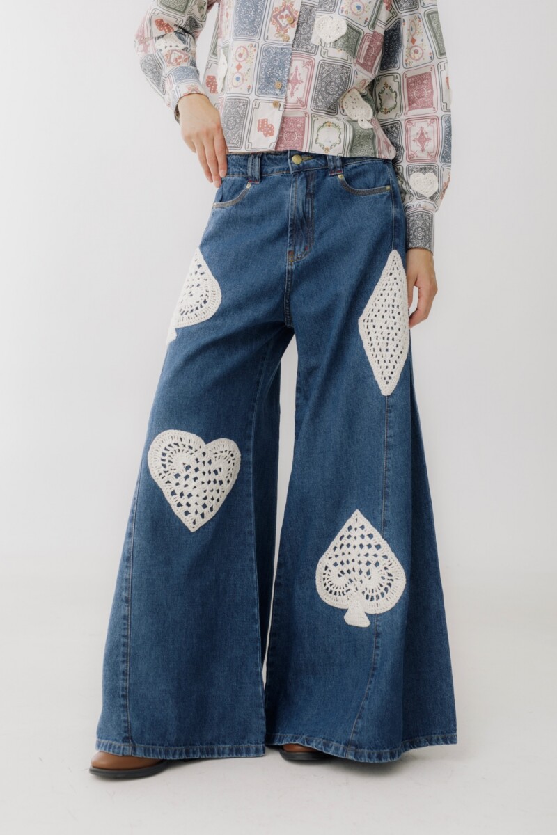 JEAN WIDE XL CROCHET Azul