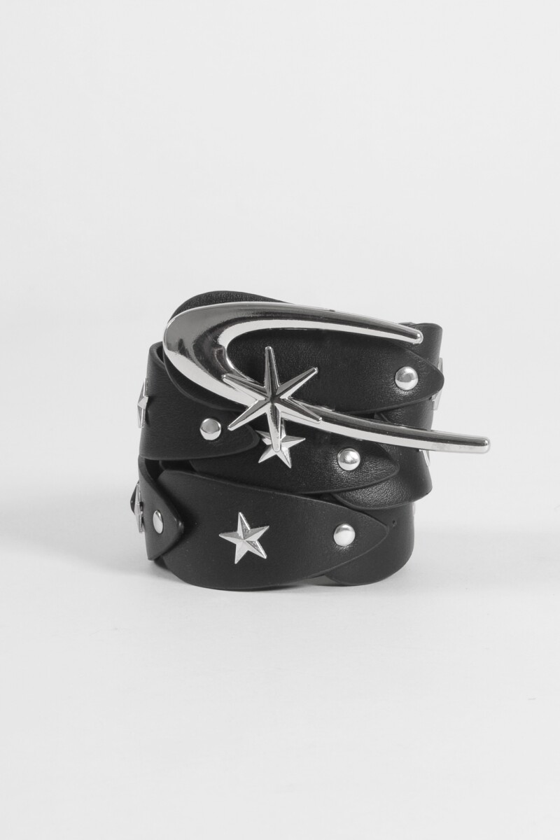 Cinturón estrella y hebilla negro