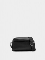 Bolso Bandolera Cierre Doble Y Colgante negro