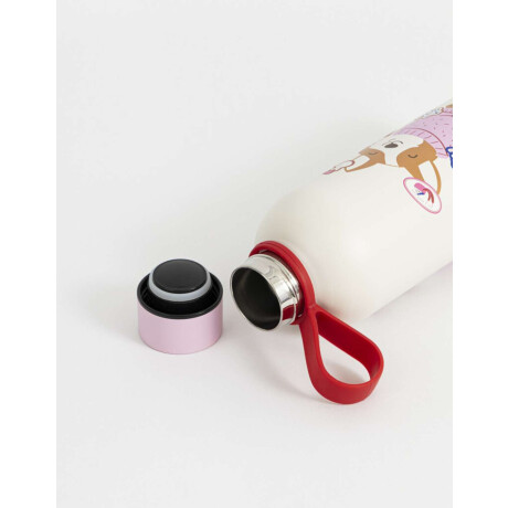 Botella Metálica Estampada Blanco Crema