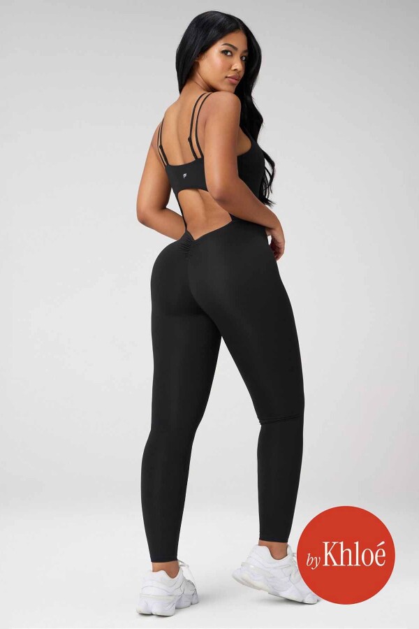 Enterizo Booty Scrunch PureLuxe V-Back Mujer Black