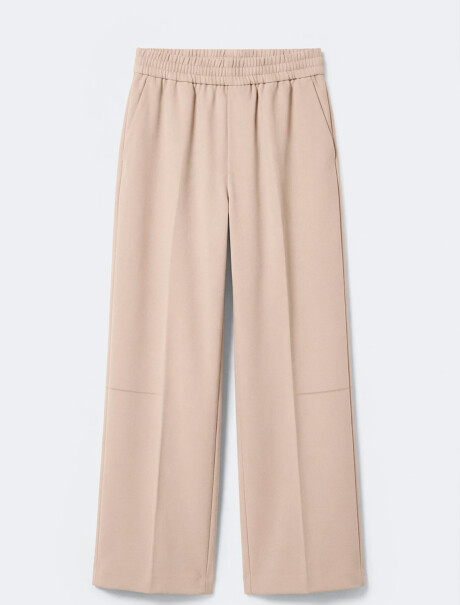 PANTALÓN RECTO DE TELA - BEIGE BEIGE