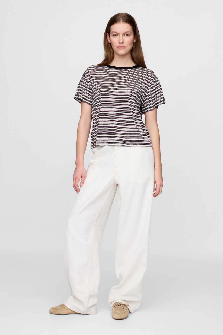Remera De Lino Editor Mujer Chino Multi Stripe