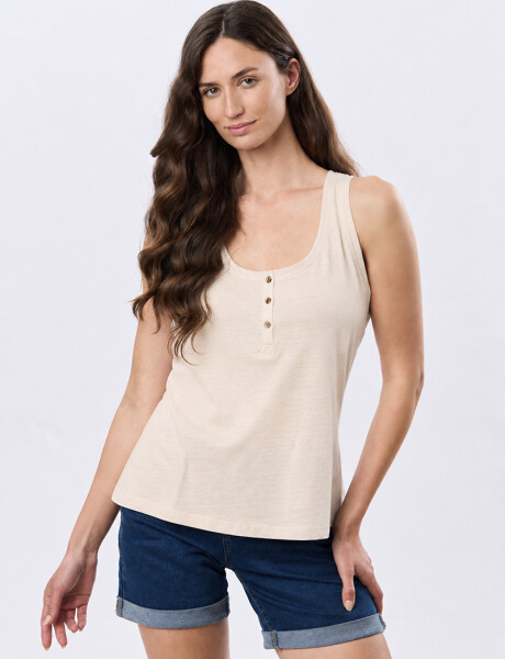 MUSCULOSA BÁSICA DE ALGODÓN Beige