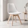 Silla Eames Tapizada Eco Cuero Acolchonadas Patas Madera Blanco