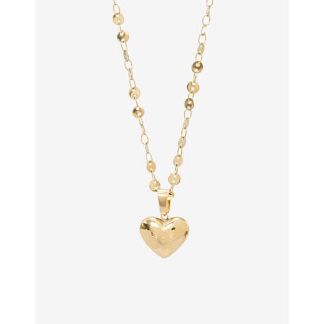 Cadena De Acero Dije Corazón Dorado